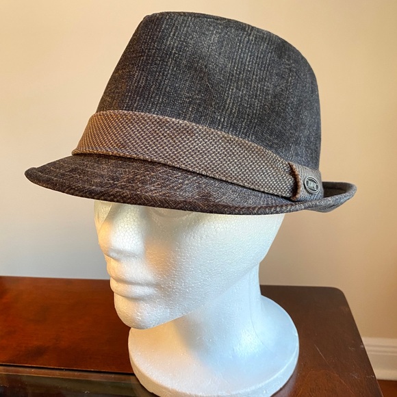 DPG 1921 Fedora Brown Tweed Tear Drop Crown Medium M - Picture 1 of 13